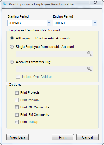 EmpReimb Report Criteria